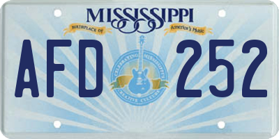 MS license plate AFD252