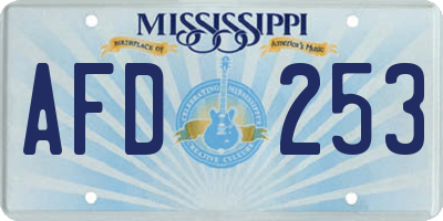 MS license plate AFD253