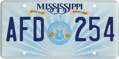 MS license plate AFD254