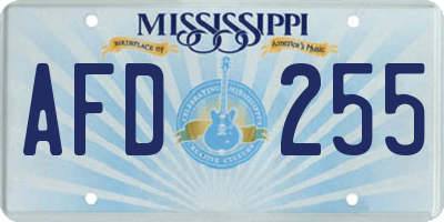 MS license plate AFD255