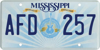 MS license plate AFD257