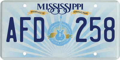 MS license plate AFD258