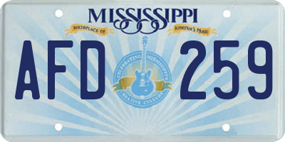 MS license plate AFD259