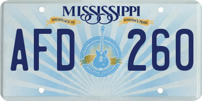 MS license plate AFD260