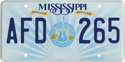 MS license plate AFD265