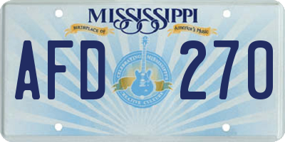 MS license plate AFD270