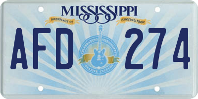 MS license plate AFD274