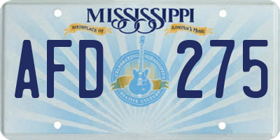 MS license plate AFD275