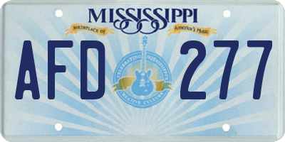 MS license plate AFD277