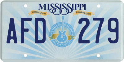 MS license plate AFD279