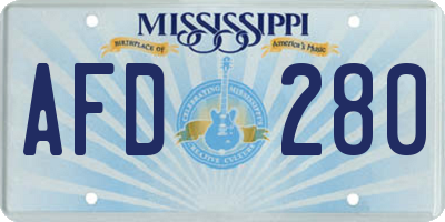 MS license plate AFD280