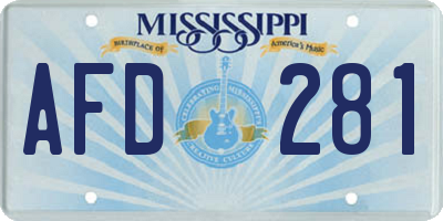 MS license plate AFD281