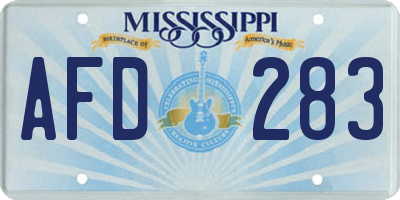 MS license plate AFD283