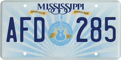 MS license plate AFD285