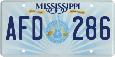 MS license plate AFD286