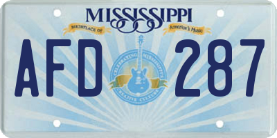 MS license plate AFD287