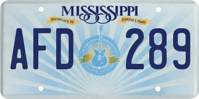MS license plate AFD289