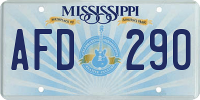 MS license plate AFD290