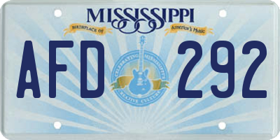 MS license plate AFD292