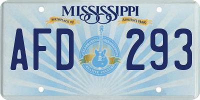 MS license plate AFD293