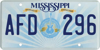 MS license plate AFD296