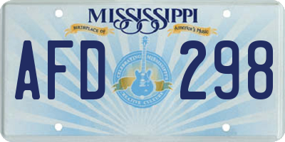 MS license plate AFD298