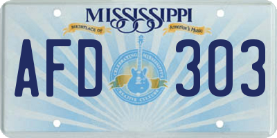 MS license plate AFD303