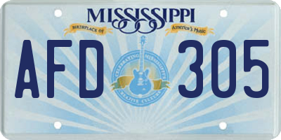 MS license plate AFD305