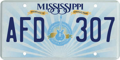 MS license plate AFD307