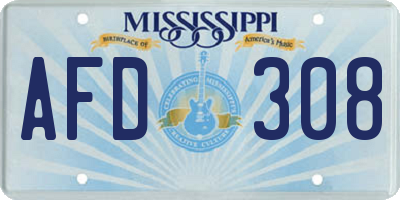 MS license plate AFD308