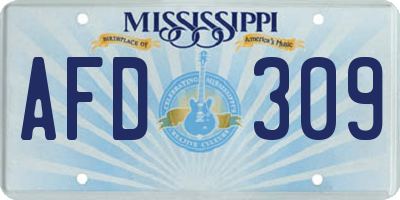 MS license plate AFD309