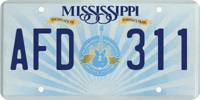 MS license plate AFD311