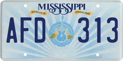 MS license plate AFD313