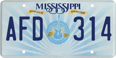 MS license plate AFD314