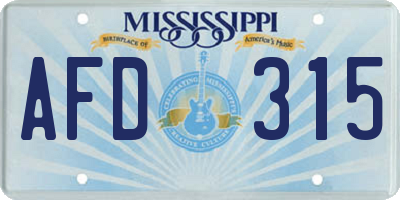 MS license plate AFD315