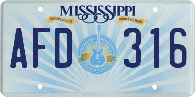 MS license plate AFD316