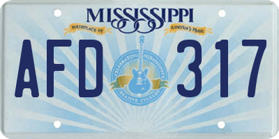 MS license plate AFD317