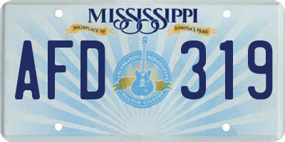 MS license plate AFD319