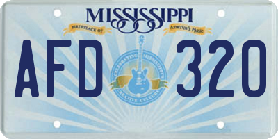 MS license plate AFD320