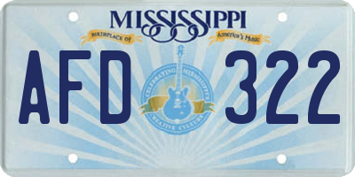 MS license plate AFD322