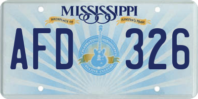 MS license plate AFD326