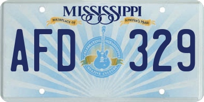 MS license plate AFD329