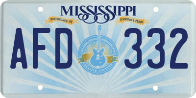 MS license plate AFD332