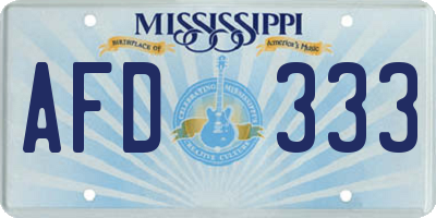 MS license plate AFD333