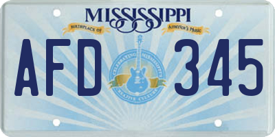 MS license plate AFD345