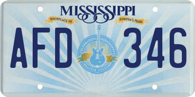 MS license plate AFD346