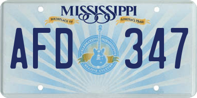MS license plate AFD347