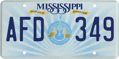 MS license plate AFD349
