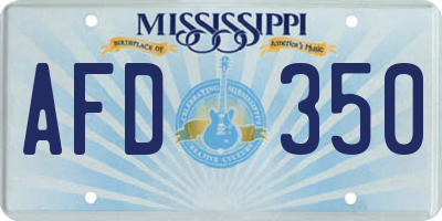 MS license plate AFD350