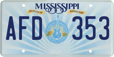 MS license plate AFD353